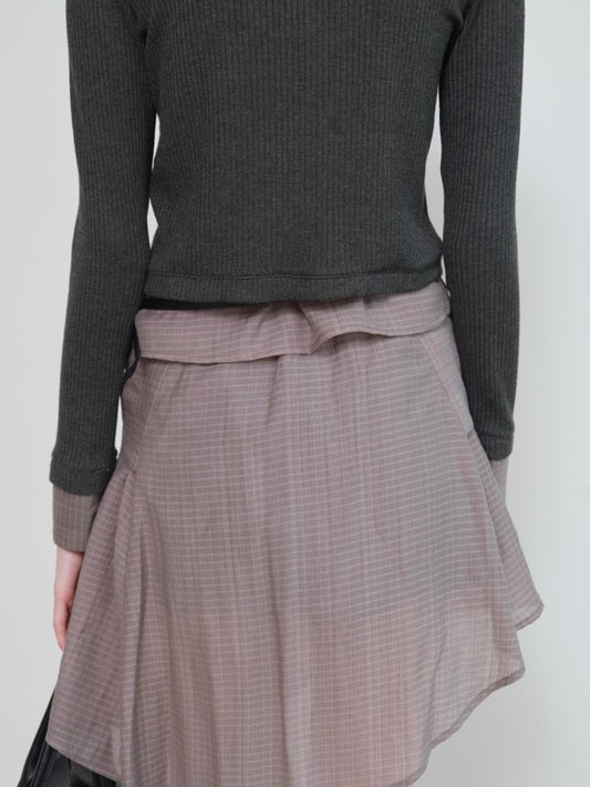 런던플랏 체크 밴드 스커트