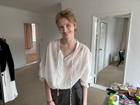 런던플랏 벌룬 퍼프 블라우스